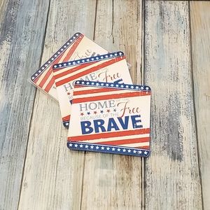 4 VFW cardboard coasters home of the free because of the brave